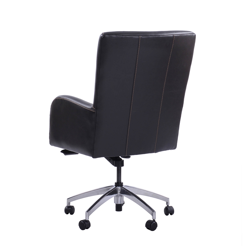 Pemberly Row Modern Leather Swivel Desk Chair in Verona Blackberry