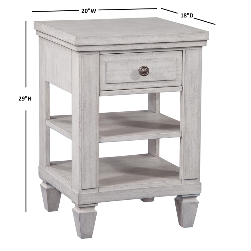 Pemberly Row Oyster White Wood 1-Drawer Storage Farmhouse Nightstand