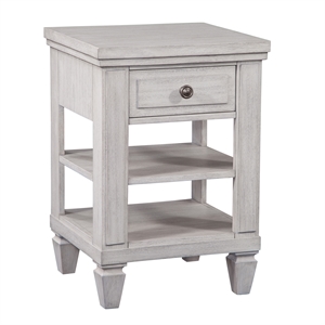 Pemberly Row Oyster White Wood 1-Drawer Storage Farmhouse Nightstand