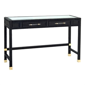 Pemberly Row Modern / Contemporary Charcoal Finish Rattan Desk