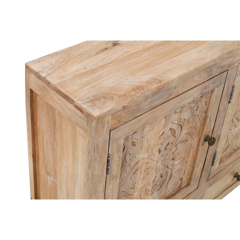 Pemberly Row 3-Door 3-Drawer Solid Wood Accent Cabinet in White Wash