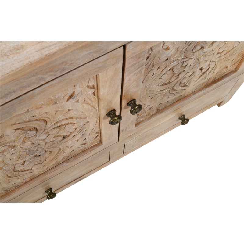 Pemberly Row 3-Door 3-Drawer Solid Wood Accent Cabinet in White Wash