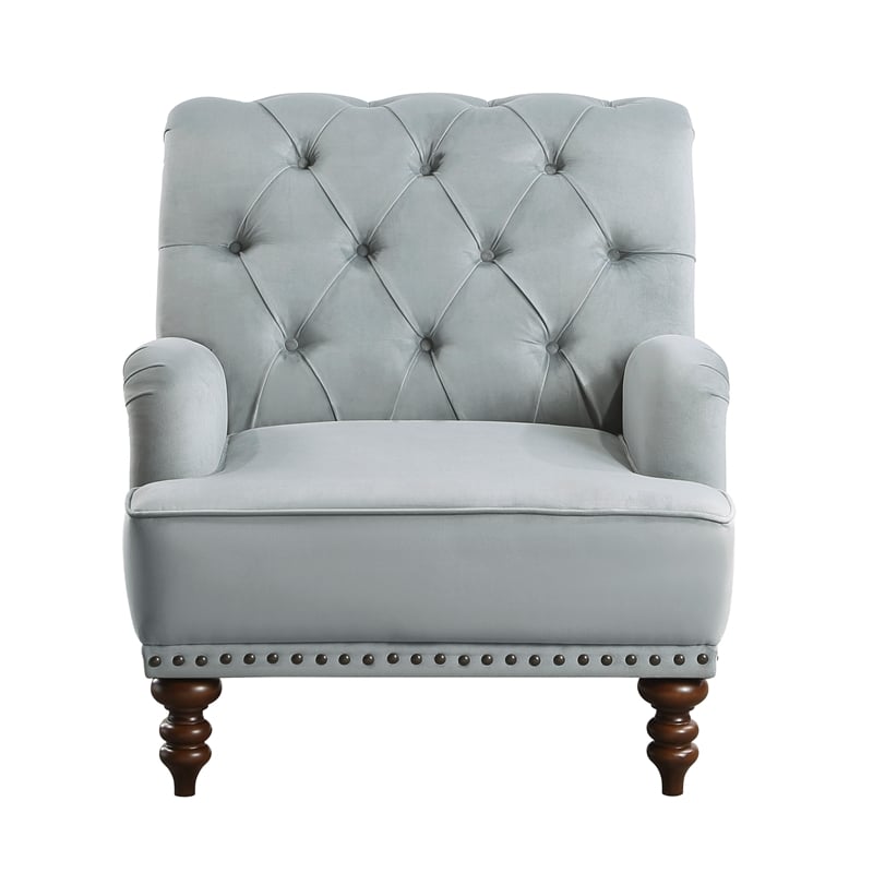 Pemberly Row Modern Fabric Upholstered Accent Chair in Gray Color