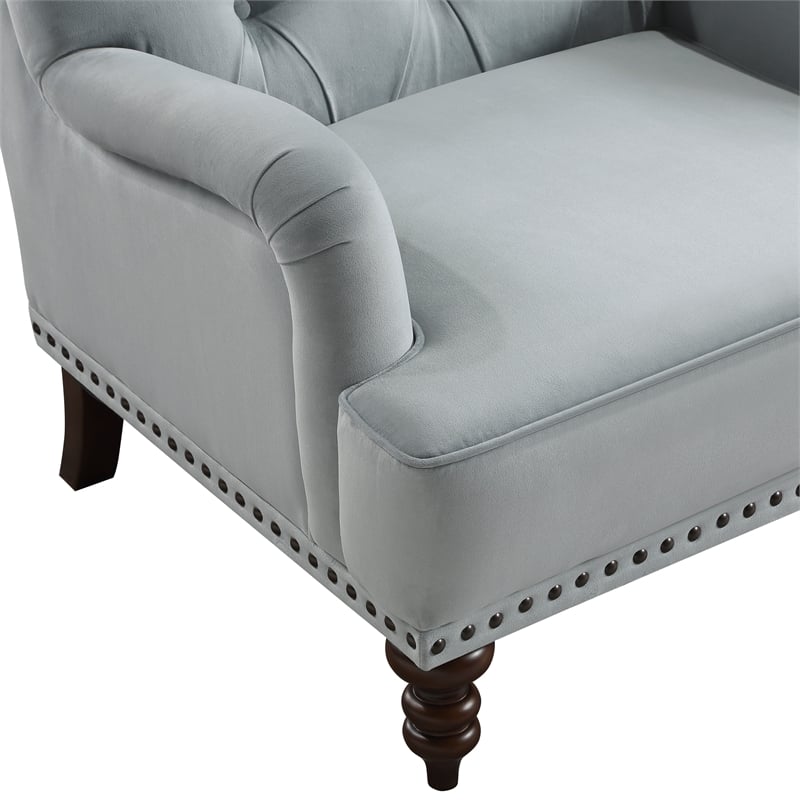 Pemberly Row Modern Fabric Upholstered Accent Chair in Gray Color