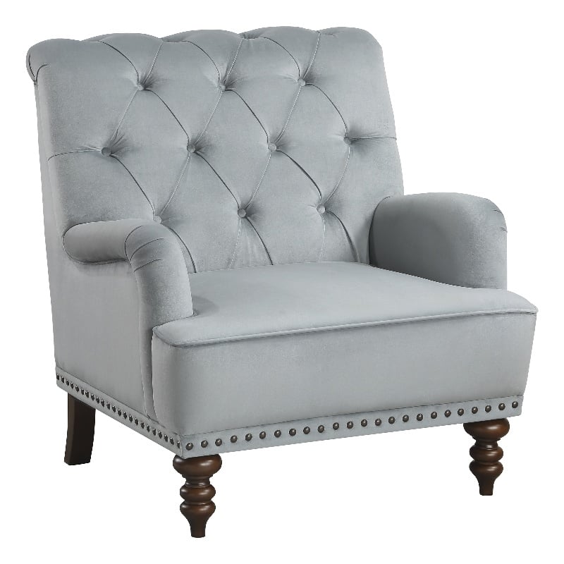 Pemberly Row Modern Fabric Upholstered Accent Chair in Gray Color