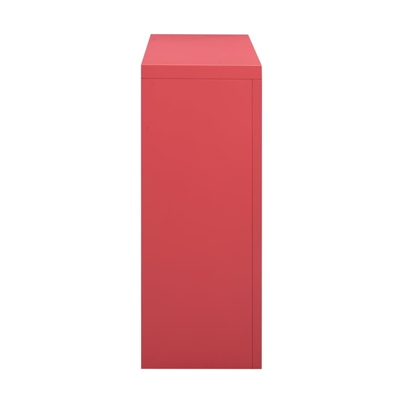 Pemberly Row Modern / Contemporary Coral Pink & Rattan Console Table