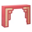 Pemberly Row Modern / Contemporary Coral Pink & Rattan Console Table