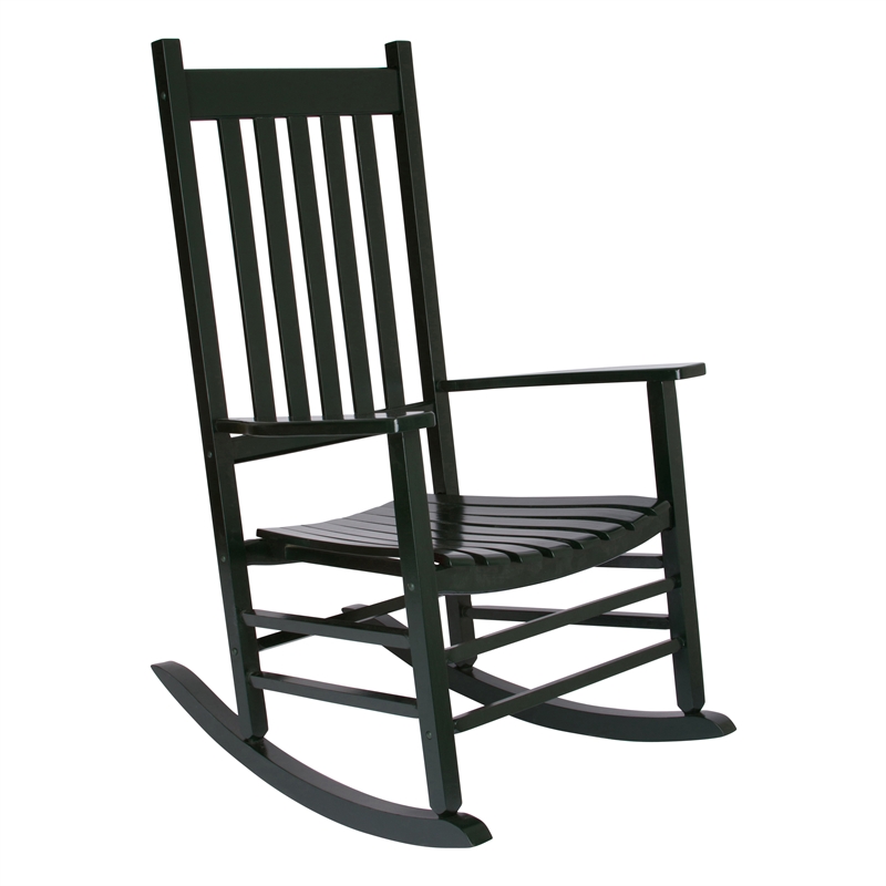 Pemberly Row Traditional Hardwood Indoor/Outdoor Patio Porch Rocker in Green
