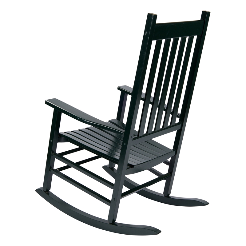 Pemberly Row Traditional Hardwood Indoor/Outdoor Patio Porch Rocker in Green