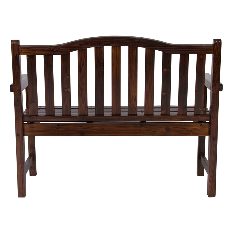 Pemberly Row Traditional Cedar Wood Patio Porch GBench in Brown