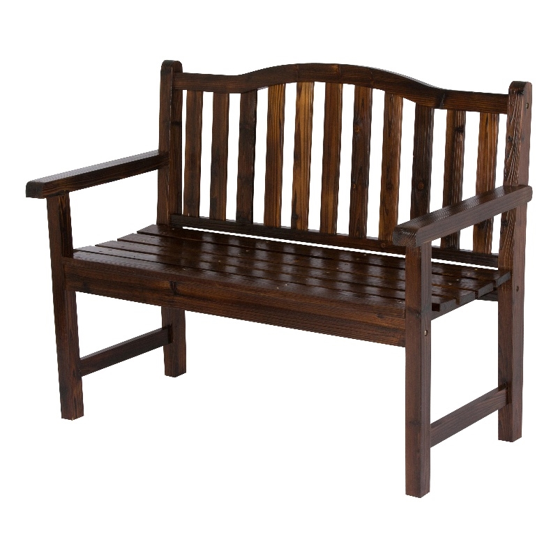 Pemberly Row Traditional Cedar Wood Patio Porch GBench in Brown