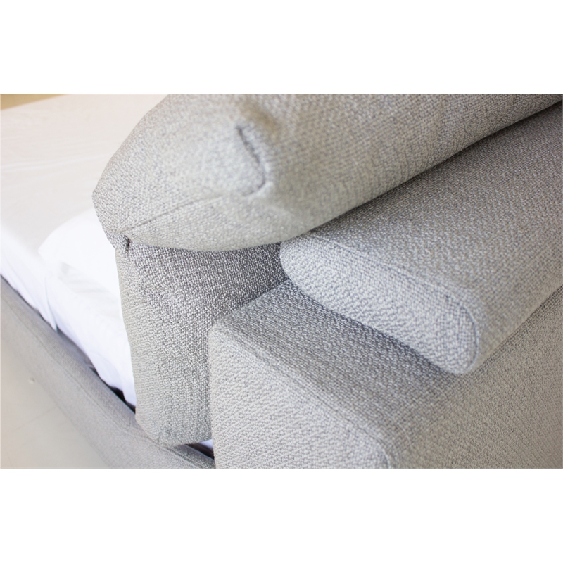 Pemberly Row Modern Wood and Fabric Queen Bed in Stone Finish