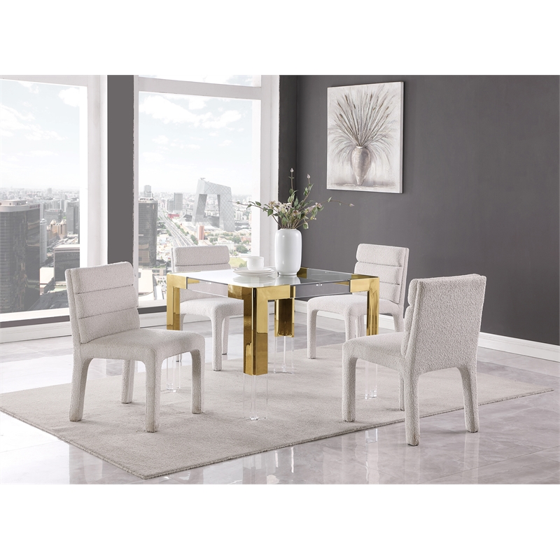 Pemberly Row Modern Gold Stainless Steel and Acrylic Dining Table
