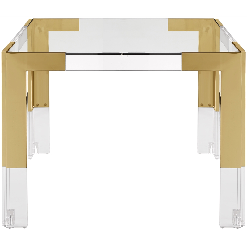 Pemberly Row Modern Gold Stainless Steel and Acrylic Dining Table