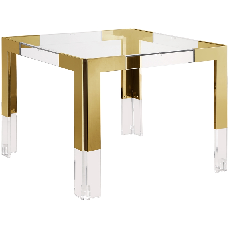 Pemberly Row Modern Gold Stainless Steel and Acrylic Dining Table