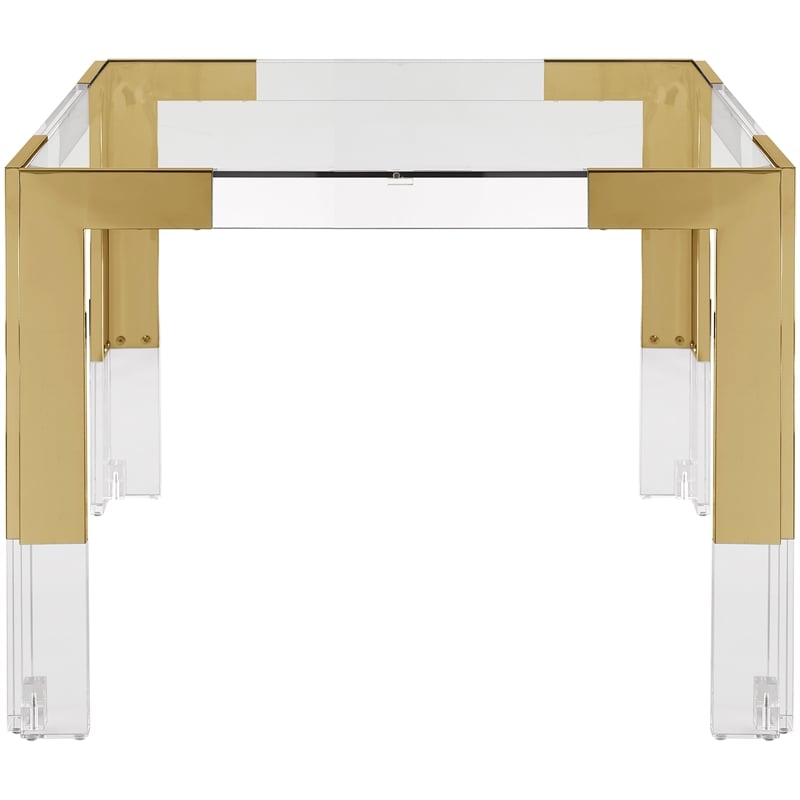 Pemberly Row Modern Gold Stainless Steel and Acrylic Dining Table