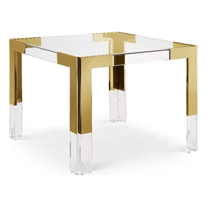 Pemberly Row Modern Gold Stainless Steel and Acrylic Dining Table