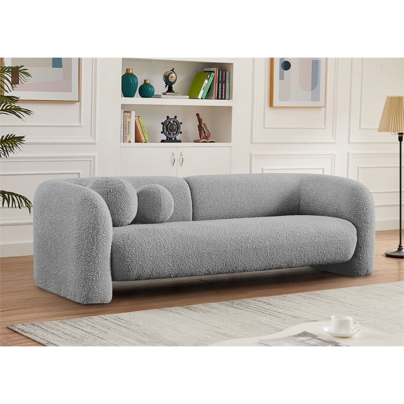 Pemberly Row Modern / Contemporary Gray Finish Boucle Fabric Sofa