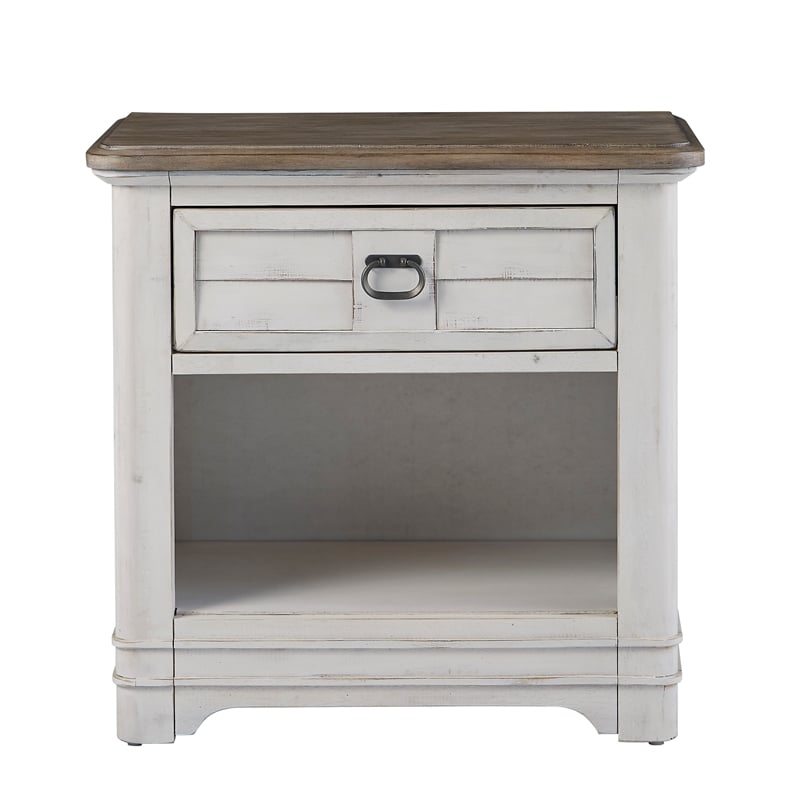 Pemberly Row White-Washed Wood Farmhouse Style Storage Nightstand
