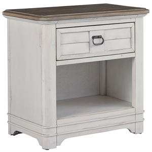 Pemberly Row White-Washed Wood Farmhouse Style Storage Nightstand