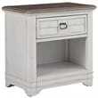 Pemberly Row White-Washed Wood Farmhouse Style Storage Nightstand