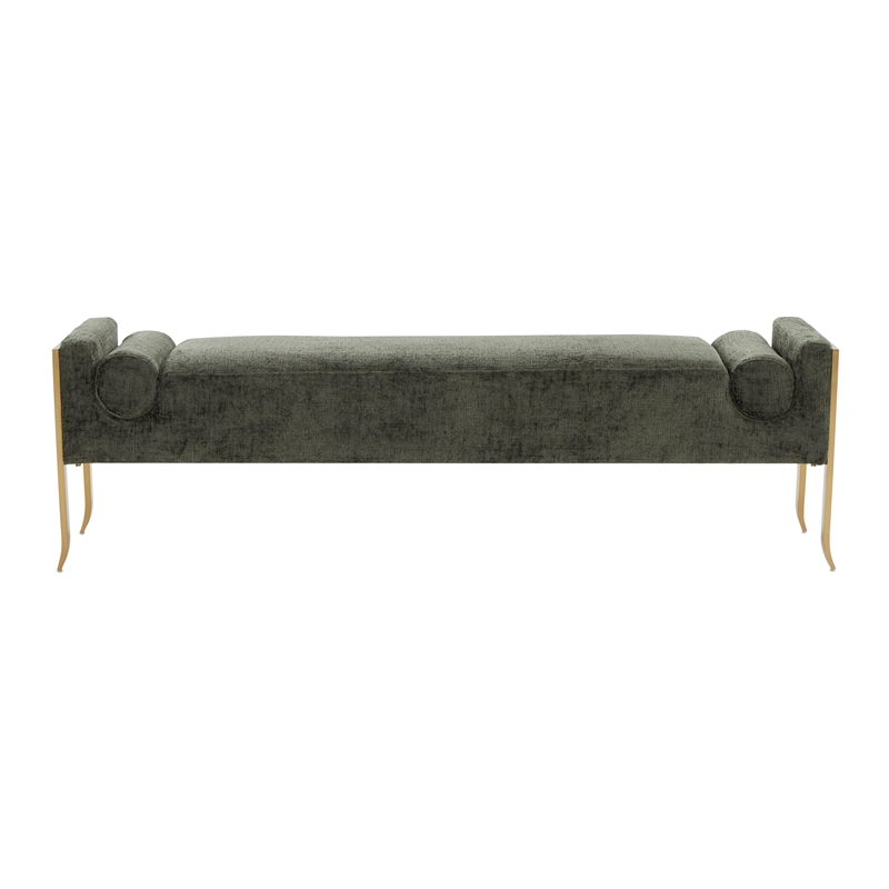 Pemberly Row Modern / Contemporary Green Textured Velvet Bench