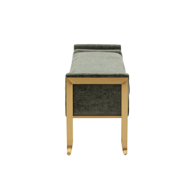 Pemberly Row Modern / Contemporary Green Textured Velvet Bench