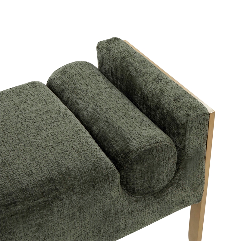 Pemberly Row Modern / Contemporary Green Textured Velvet Bench