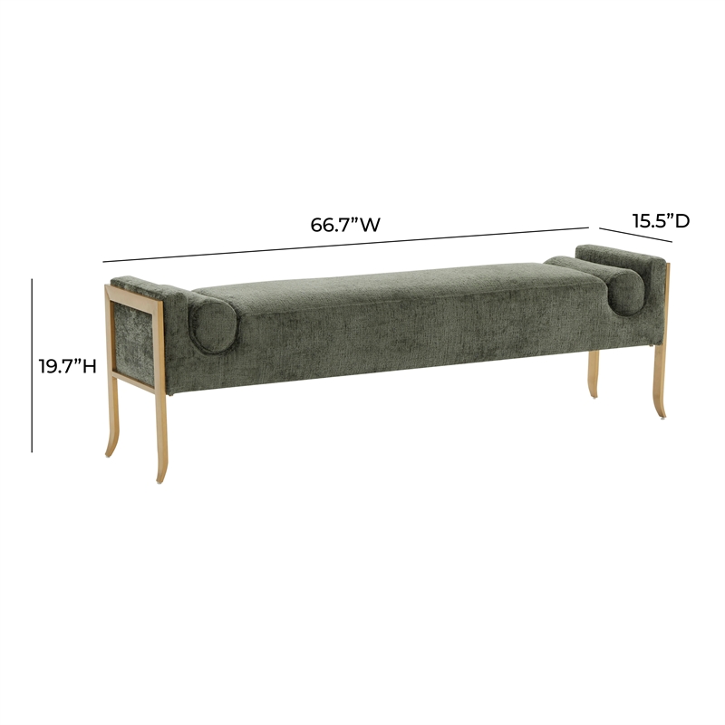 Pemberly Row Modern / Contemporary Green Textured Velvet Bench