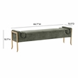 Pemberly Row Modern / Contemporary Green Textured Velvet Bench