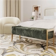 Pemberly Row Modern / Contemporary Green Textured Velvet Bench