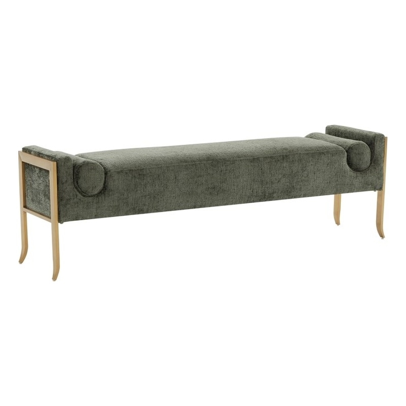 Pemberly Row Modern / Contemporary Green Textured Velvet Bench