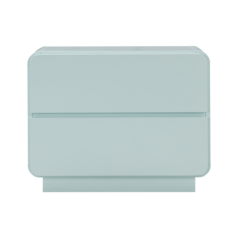 Pemberley Row Wooden Blue Nightstand Rectangular Soft Close Fully Assembled