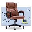 Pemberly Row Office Chair with Headrest Pillow Cognac Leather