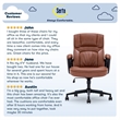 Pemberly Row Office Chair with Headrest Pillow Cognac Leather