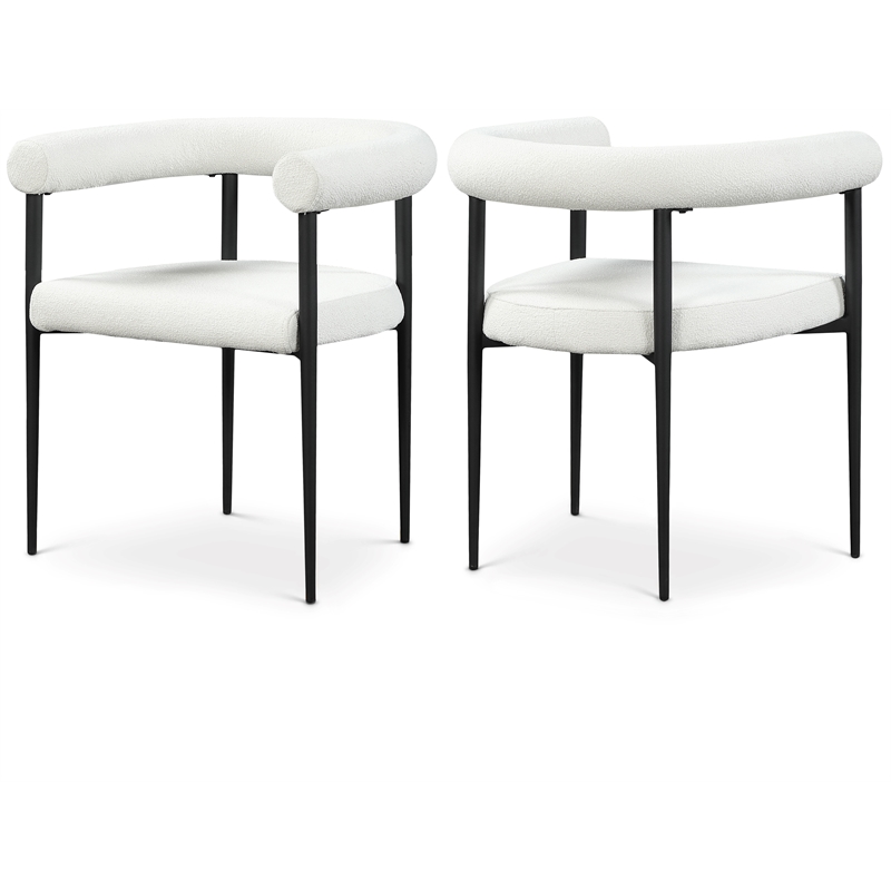 Pemberly Row Modern Cream Boucle Fabric Dining Chair (Set of 2)