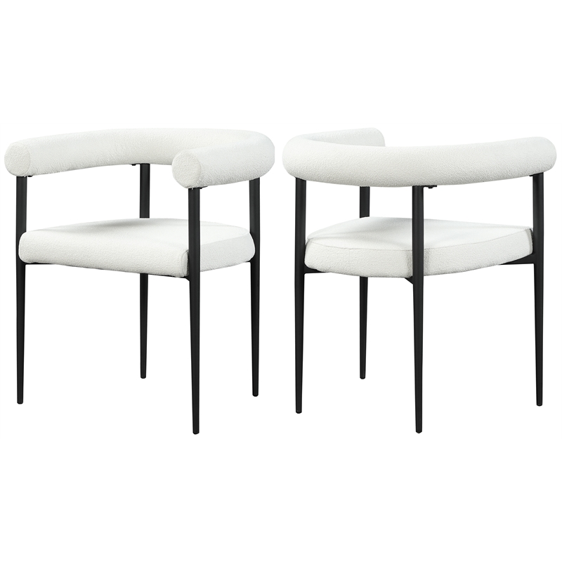 Pemberly Row Modern Cream Boucle Fabric Dining Chair (Set of 2)