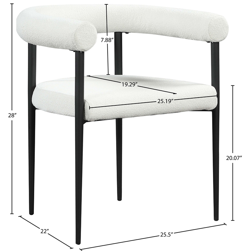 Pemberly Row Modern Cream Boucle Fabric Dining Chair (Set of 2)