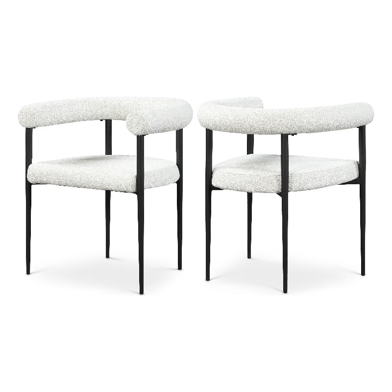 Pemberly Row Modern Cream Boucle Fabric Dining Chair (Set of 2)