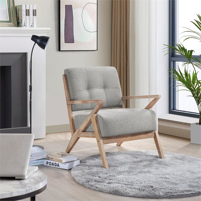Pemberly Row Fabric Upholstered Accent Chair in Brownish Gray
