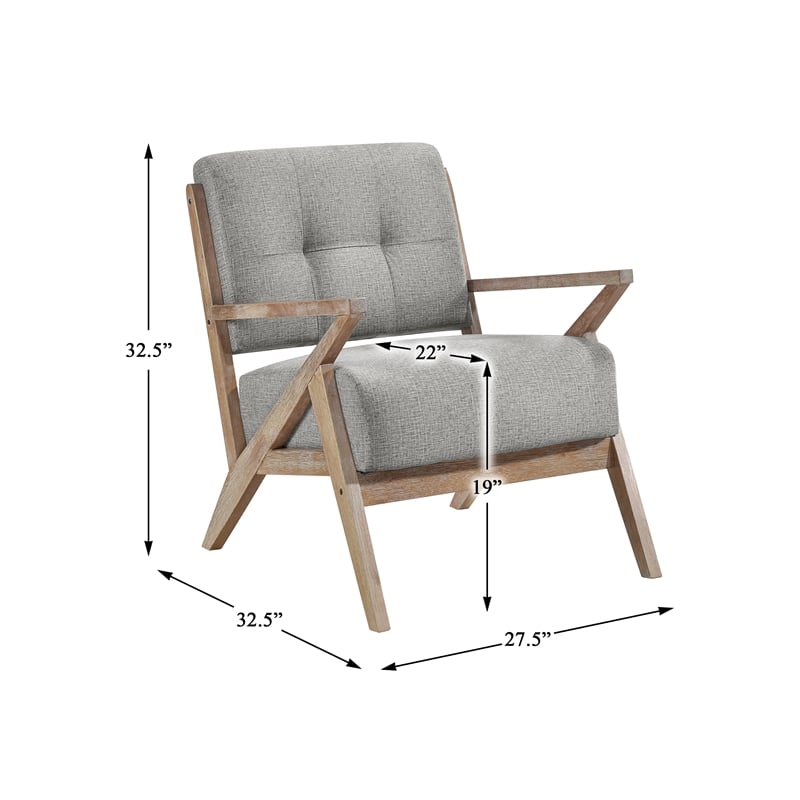 Pemberly Row Fabric Upholstered Accent Chair in Brownish Gray
