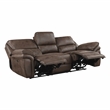 Pemberly Row Microfiber Power Double Reclining Sofa in Brown