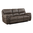 Pemberly Row Microfiber Power Double Reclining Sofa in Brown