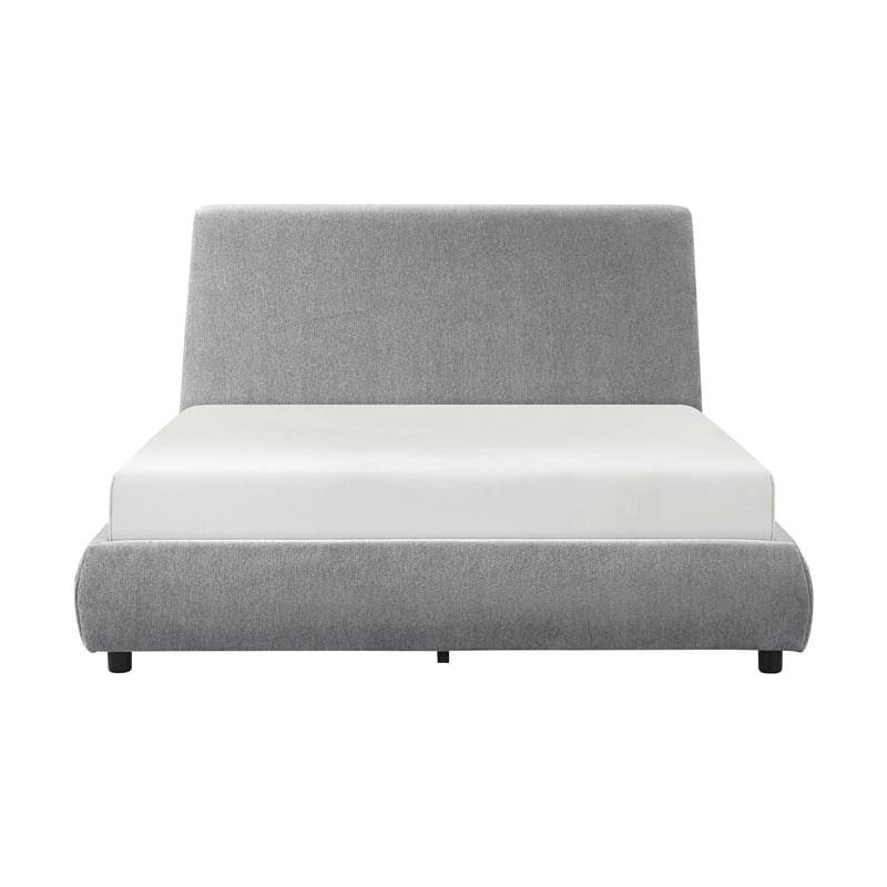Pemberly Row Upholstery California King Platform Bed in Gray