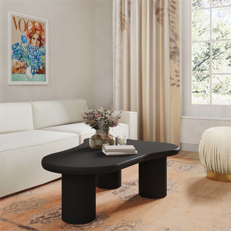 Pemberly Row Modern / Contemporary Onyx Black Finish Coffee Table