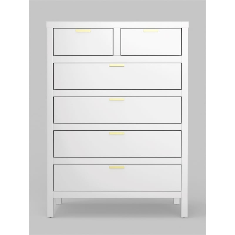 Pemberly Row Modern 6-Drawer Contemporary Wood Chest in White