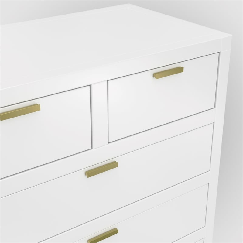 Pemberly Row Modern 6-Drawer Contemporary Wood Chest in White
