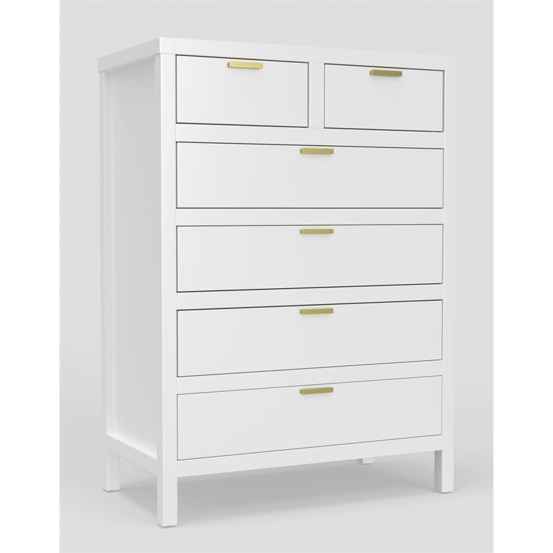 Pemberly Row Modern 6-Drawer Contemporary Wood Chest in White