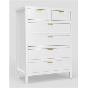 Pemberly Row Modern 6-Drawer Contemporary Wood Chest in White