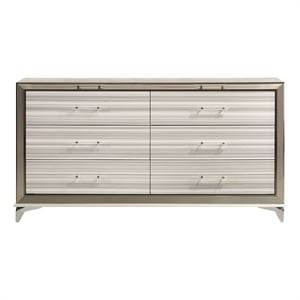 Pemberly Row Modern / Contemporary Zebra White Wood 6-Drawer Dresser